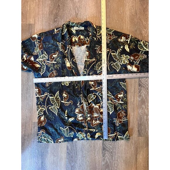 Tommy Bahama Monkey Leaf Print Blue Button Front Shirt Men’s M - Picture 4 of 6